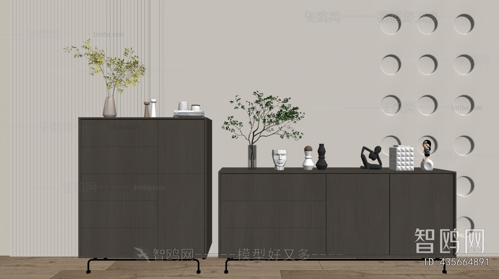 现代黑色实木边柜斗柜组合