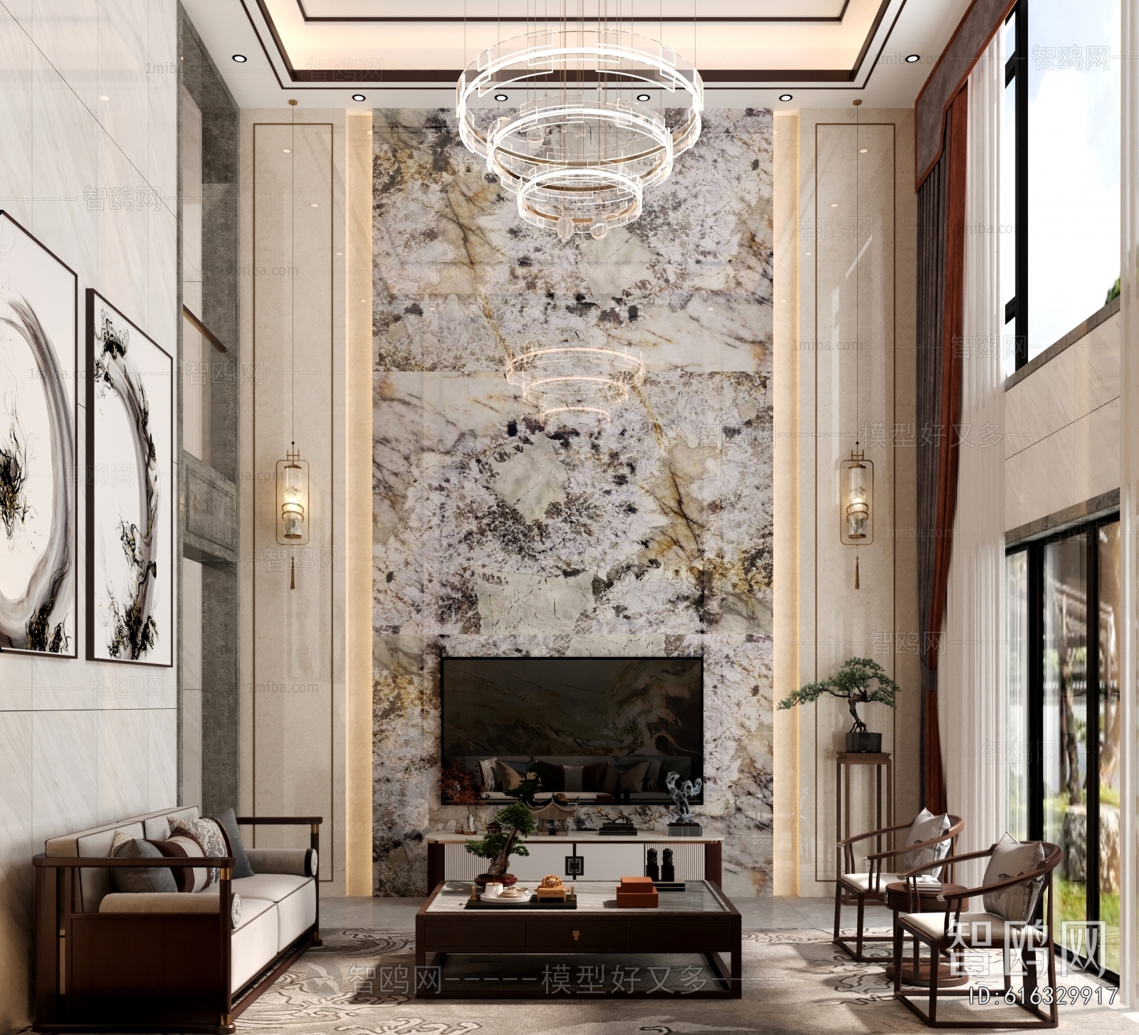 New Chinese Style A Living Room