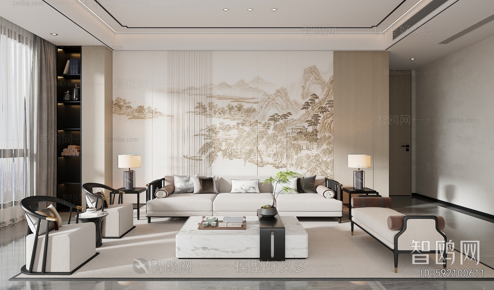 New Chinese Style A Living Room