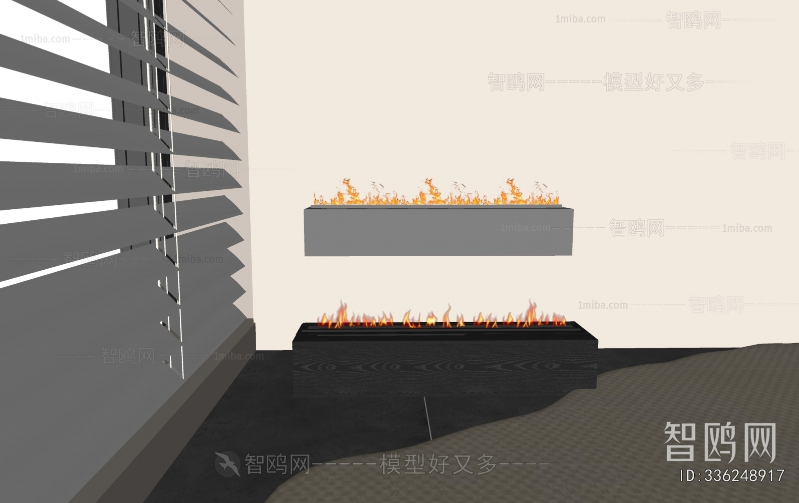现代电子壁炉组合