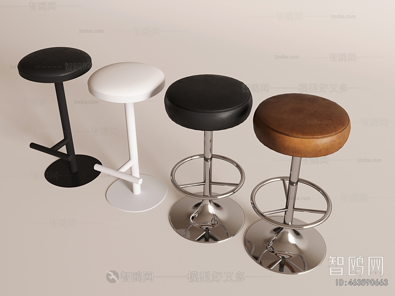 现代圆形吧凳组合