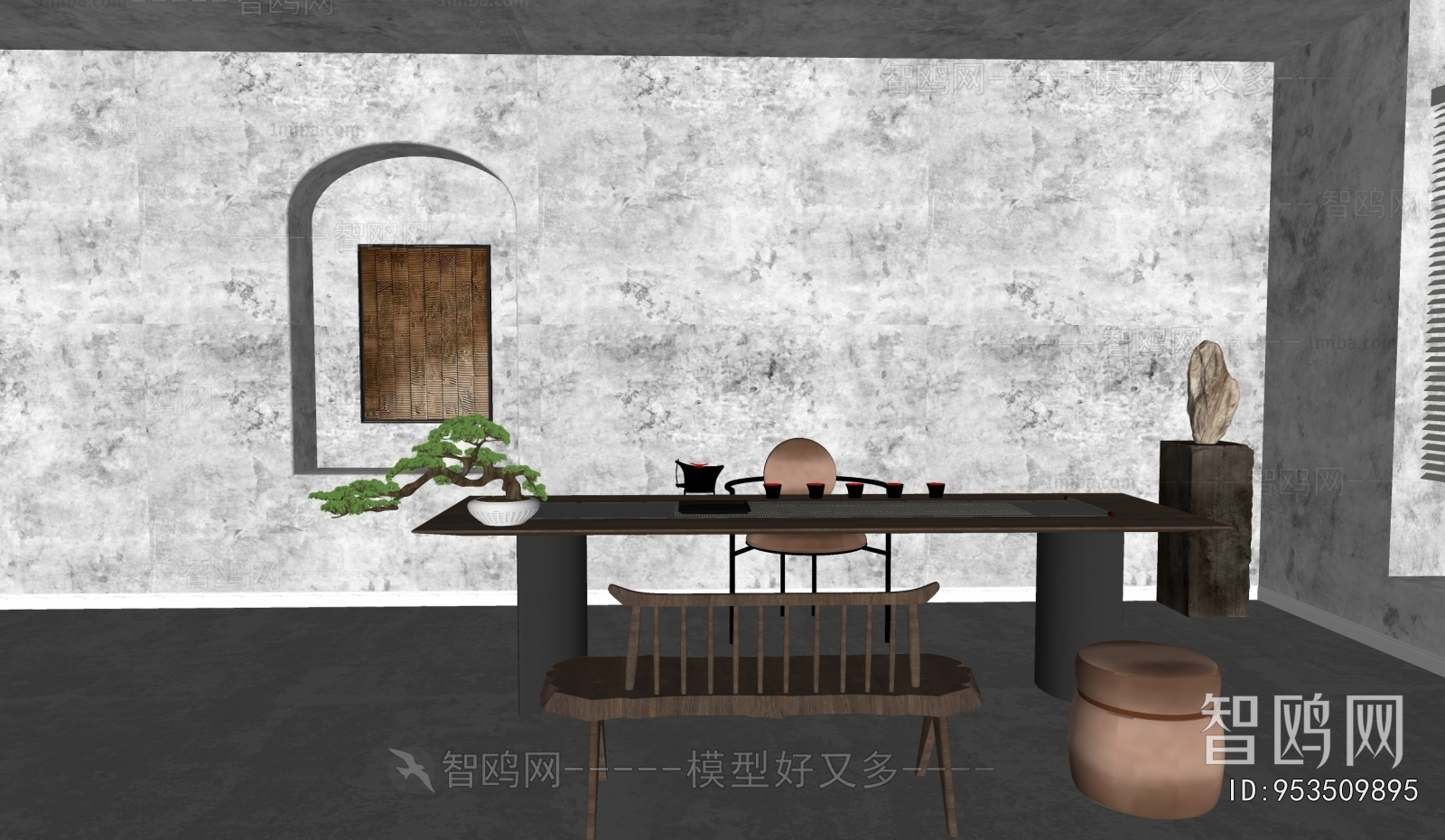新中式实木茶桌椅组合