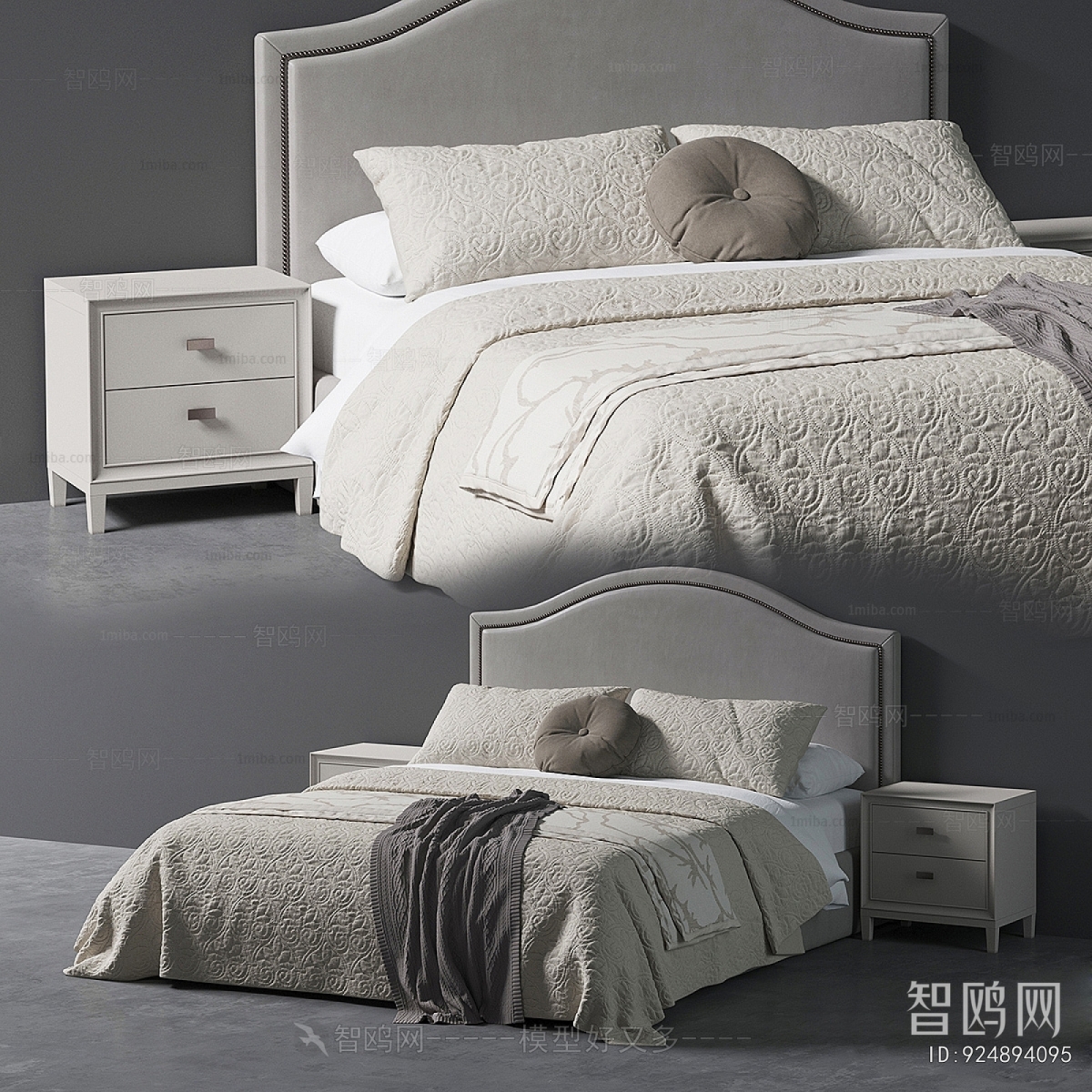 Simple European Style Double Bed