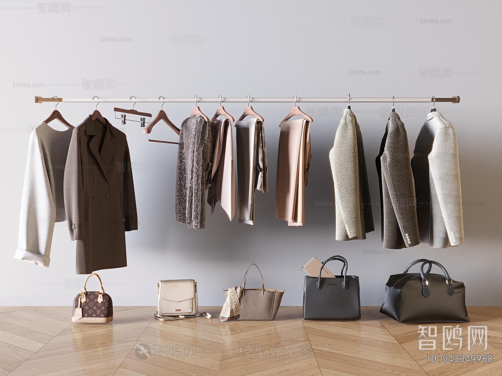 现代衣服包包组合