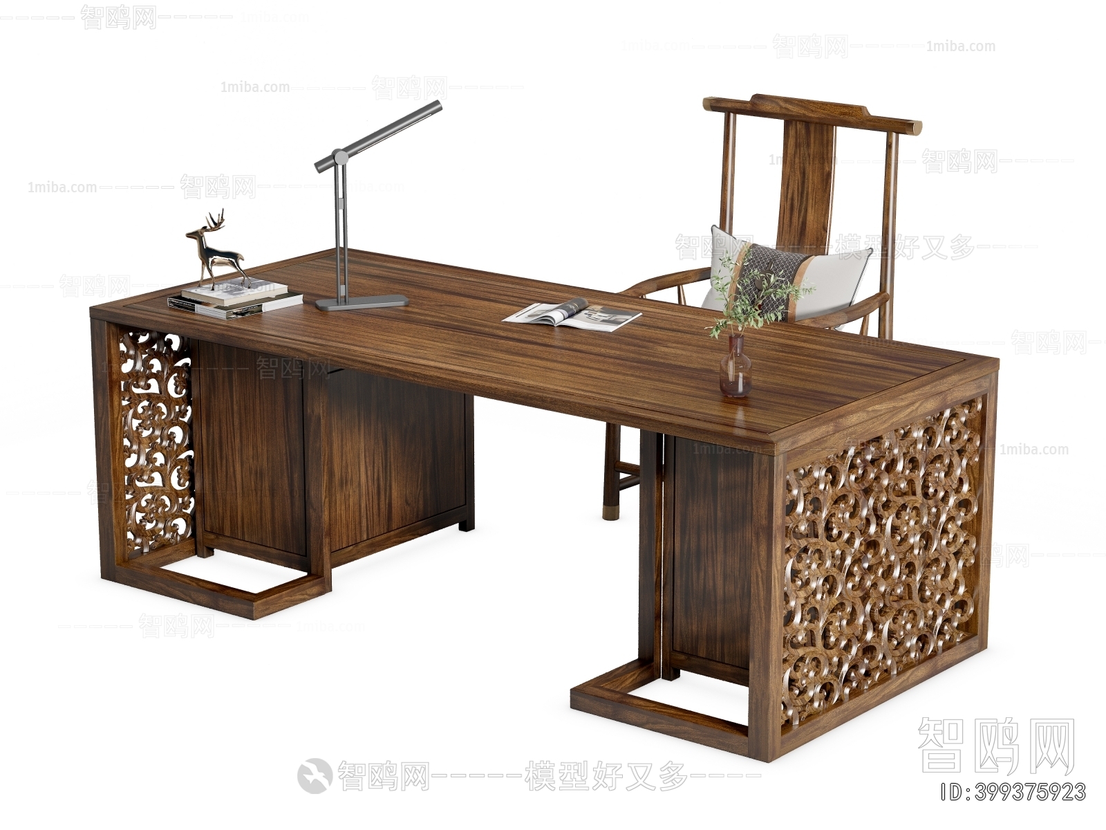 New Chinese Style Computer Desk And Chair