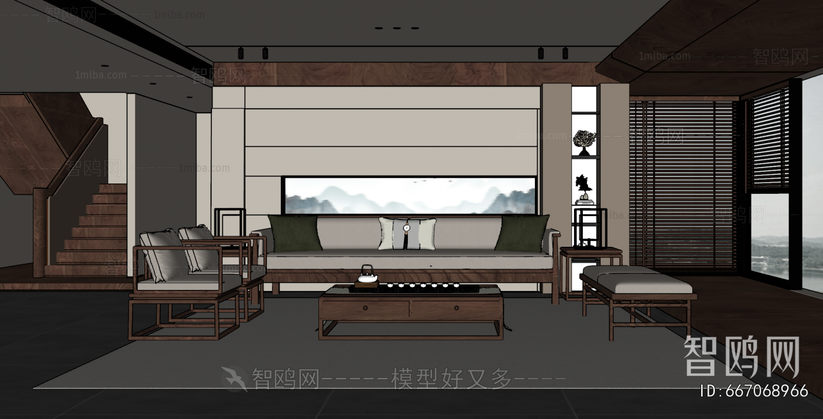 New Chinese Style A Living Room
