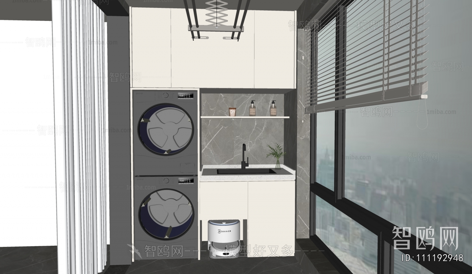 Modern Balcony Laundry Room