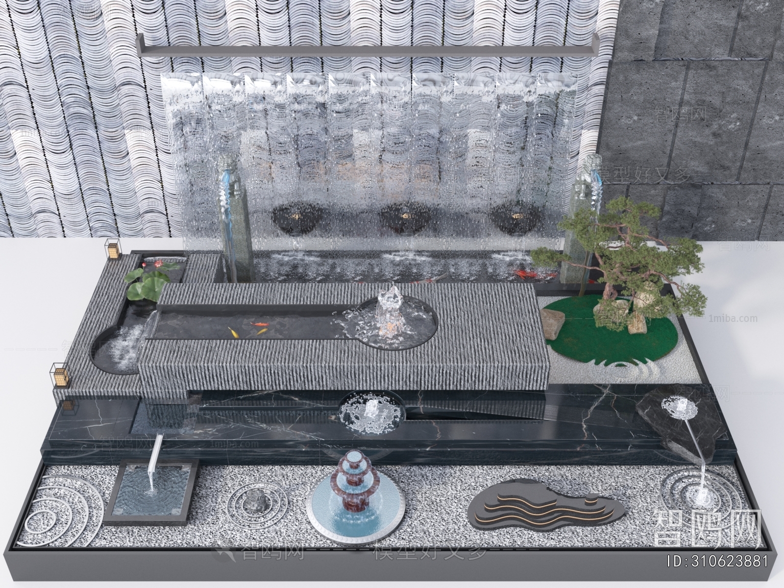 New Chinese Style Rockery Waterscape