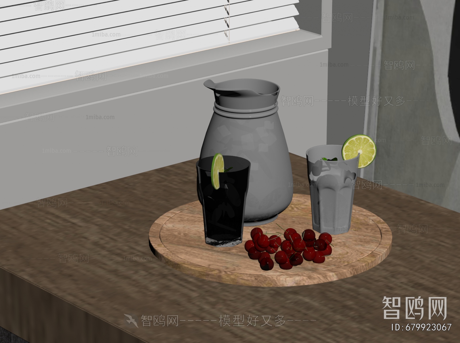 现代柠檬水樱桃组合