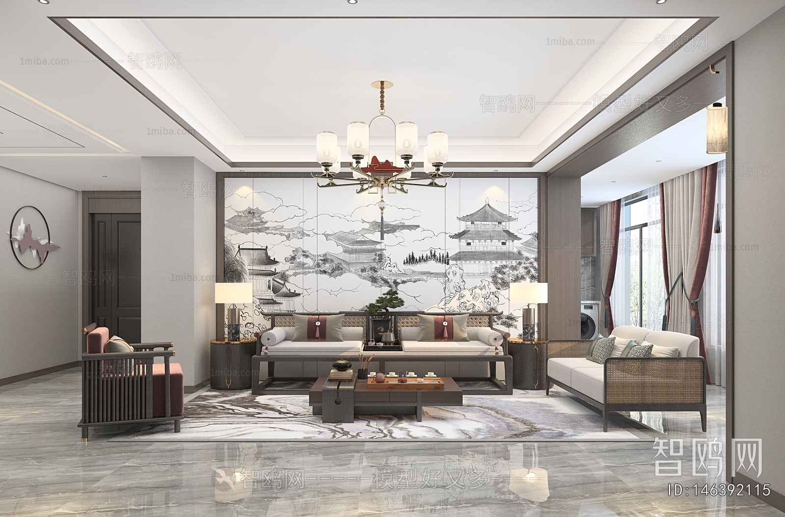 New Chinese Style A Living Room