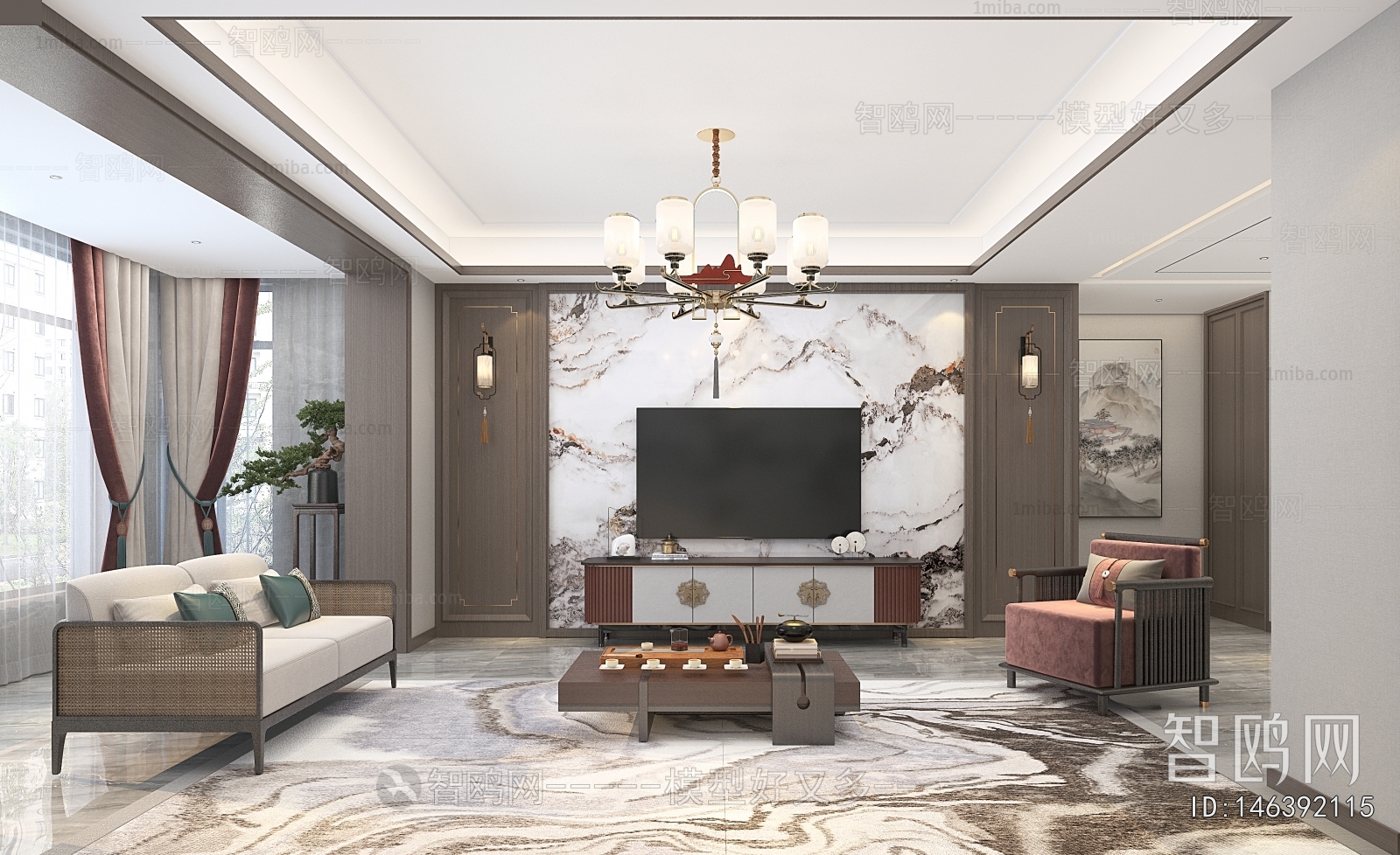 New Chinese Style A Living Room