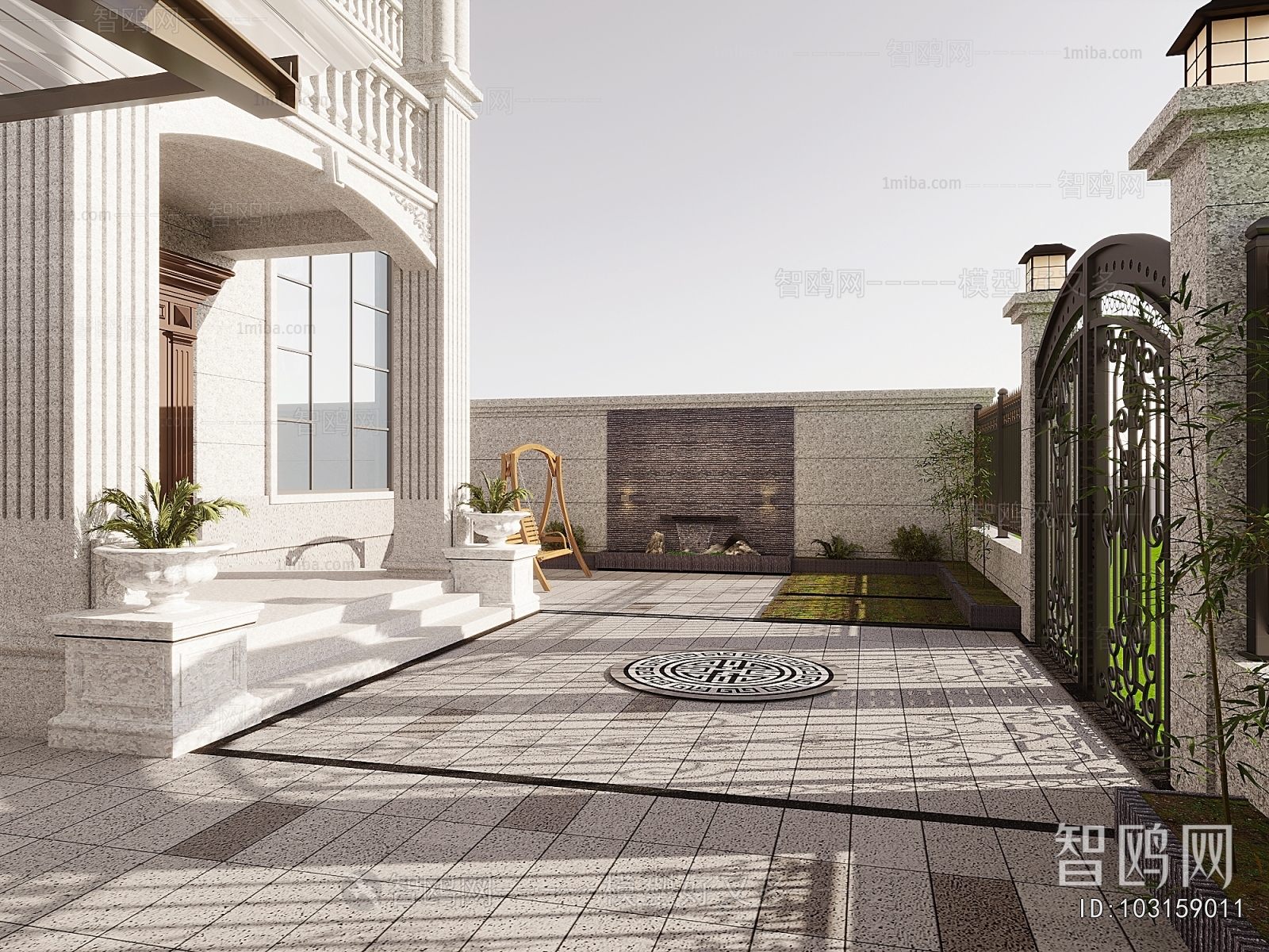 Simple European Style Courtyard/landscape