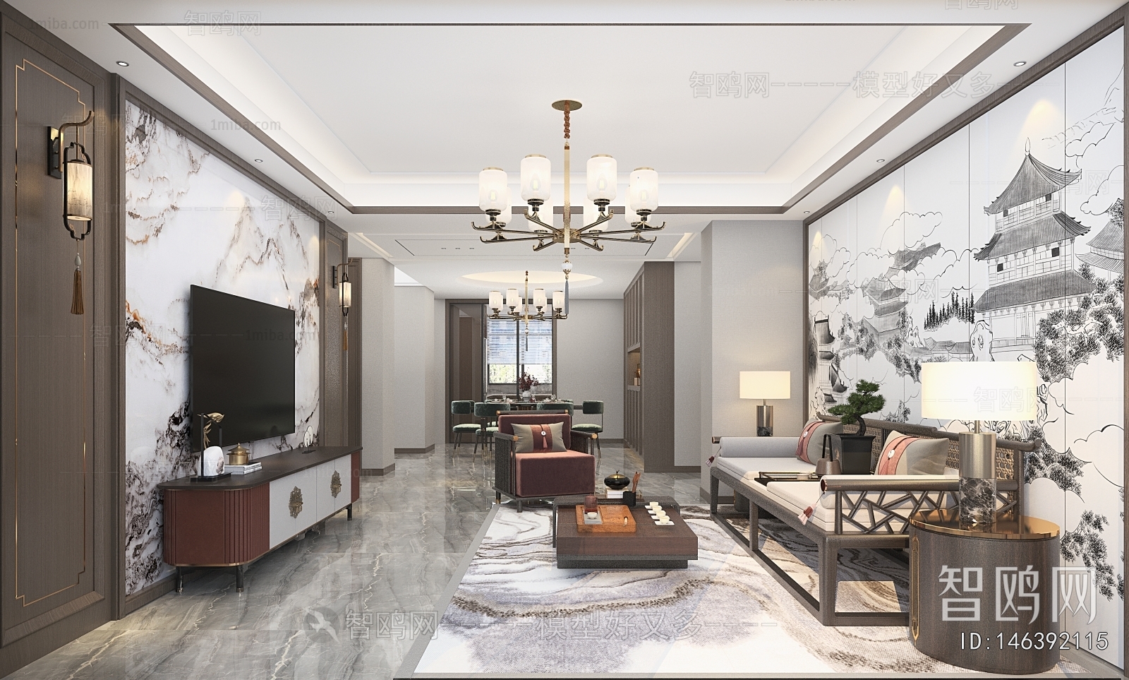 New Chinese Style A Living Room