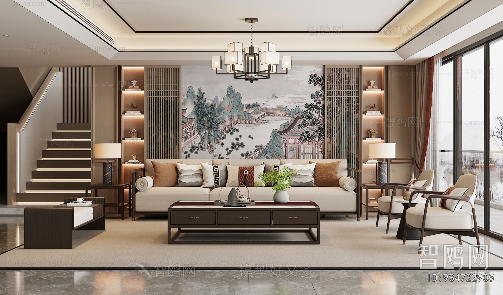 New Chinese Style A Living Room