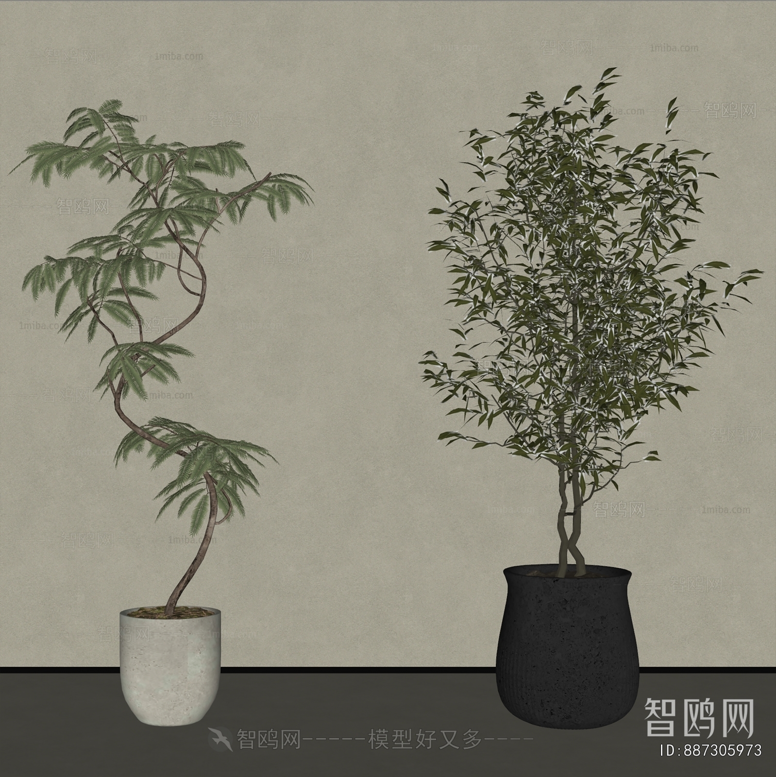 Modern Ground Green Plant Potted Plants