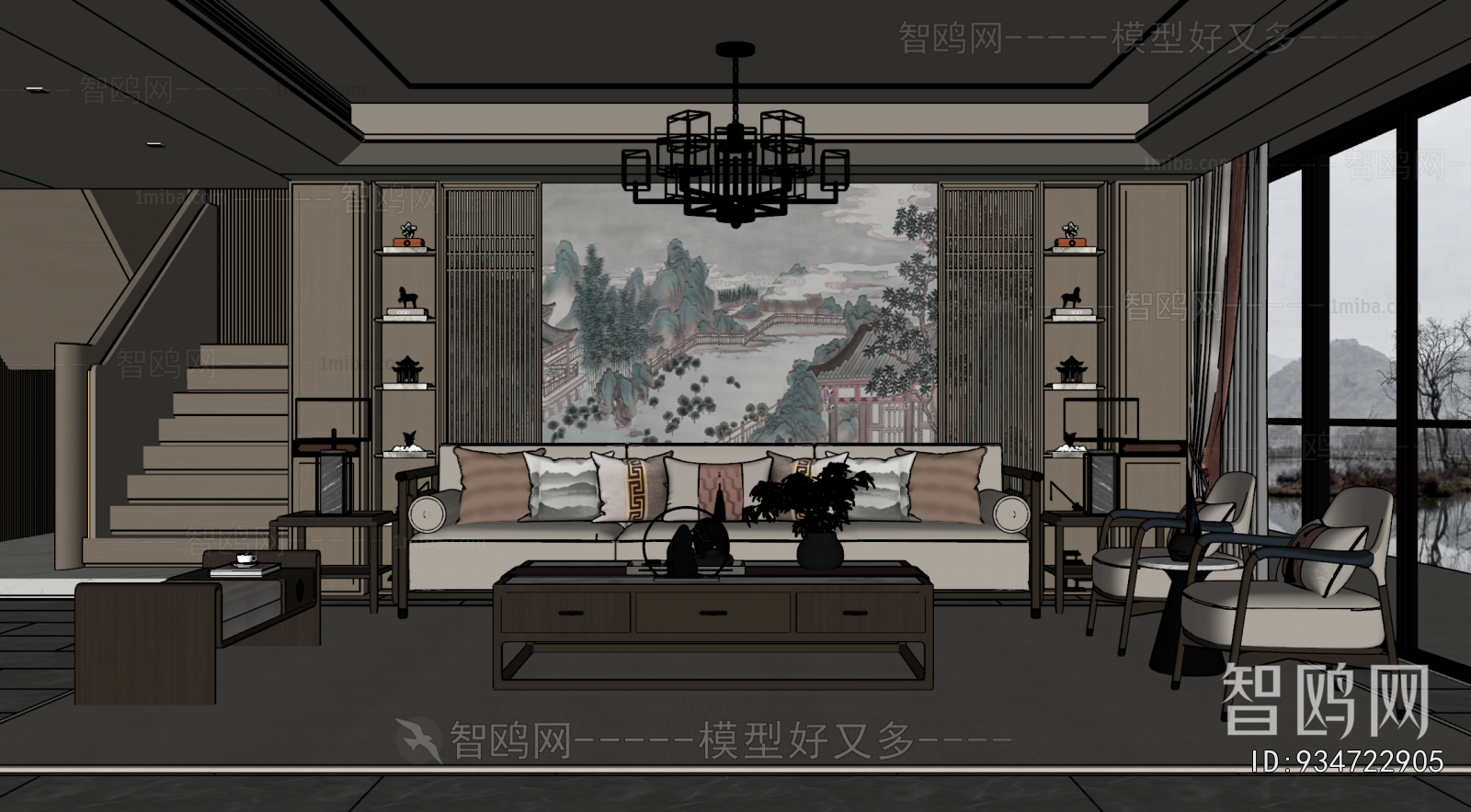 New Chinese Style A Living Room