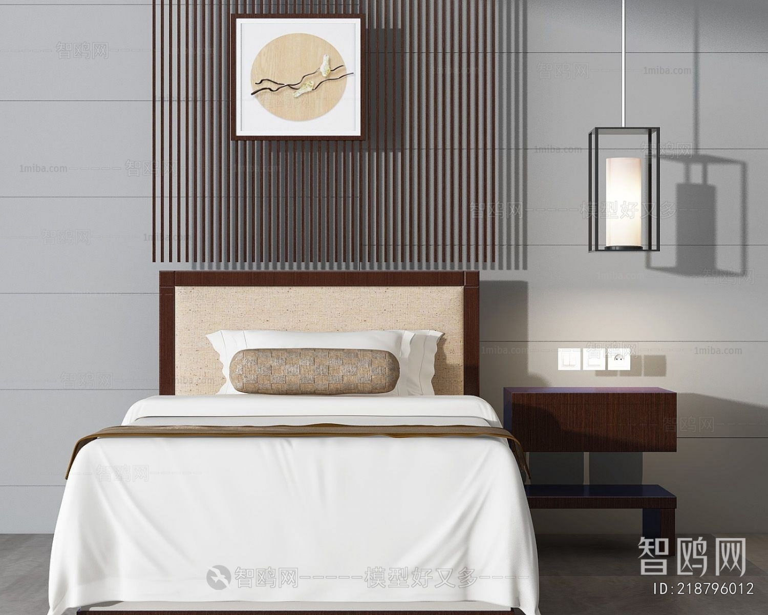 New Chinese Style Single Bed