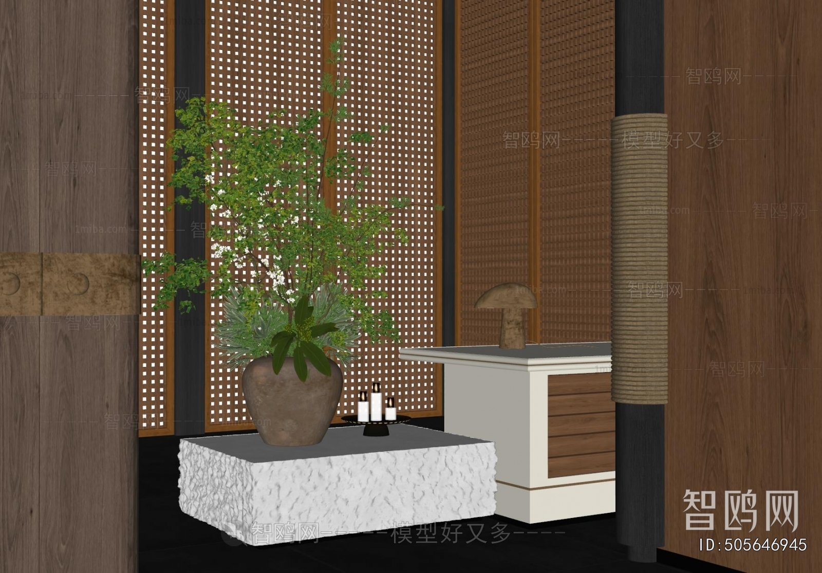 Modern Potted Green Plant