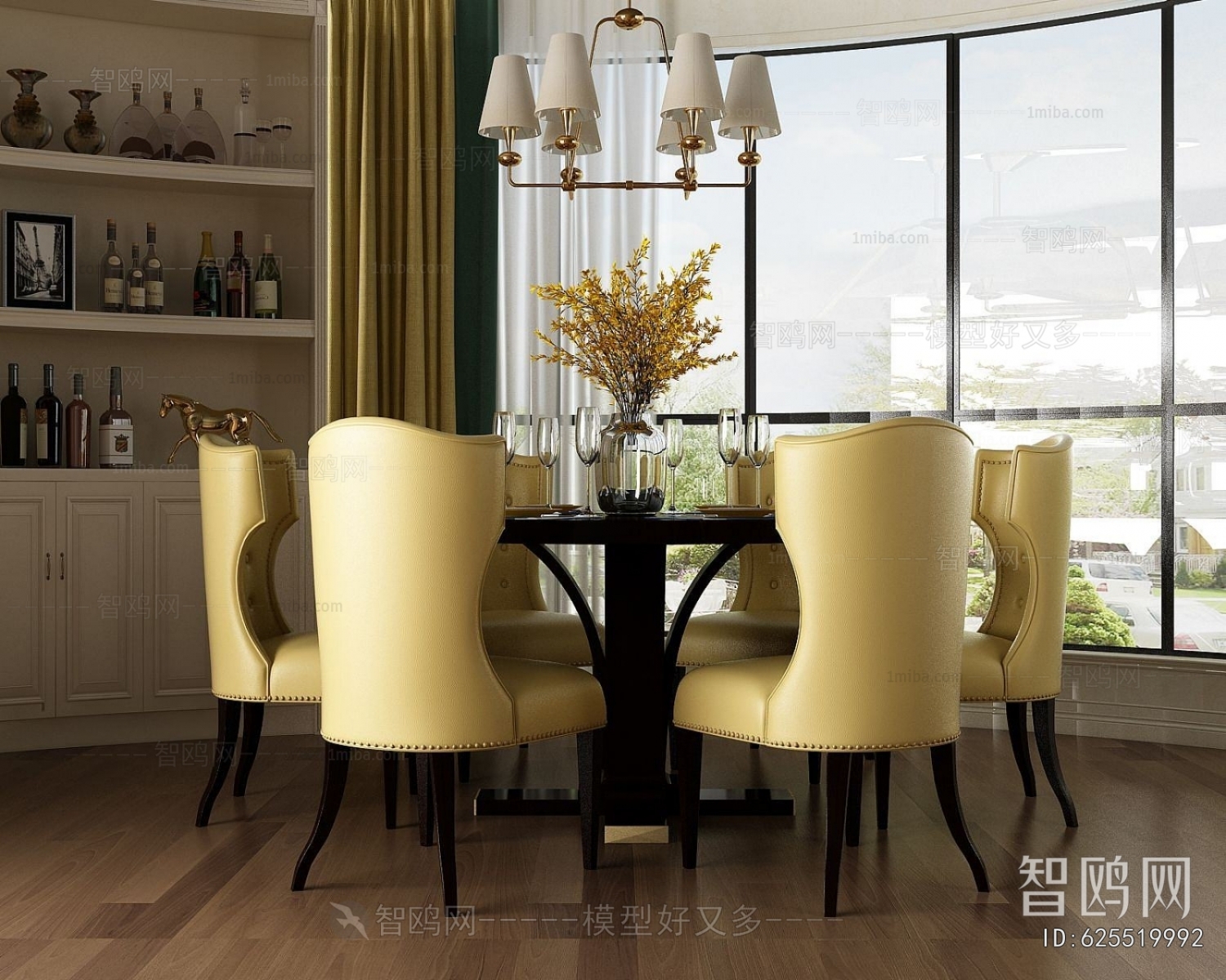 Simple European Style Dining Table And Chairs