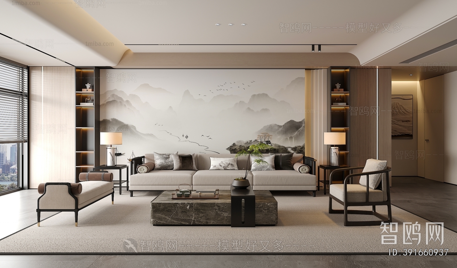 New Chinese Style A Living Room