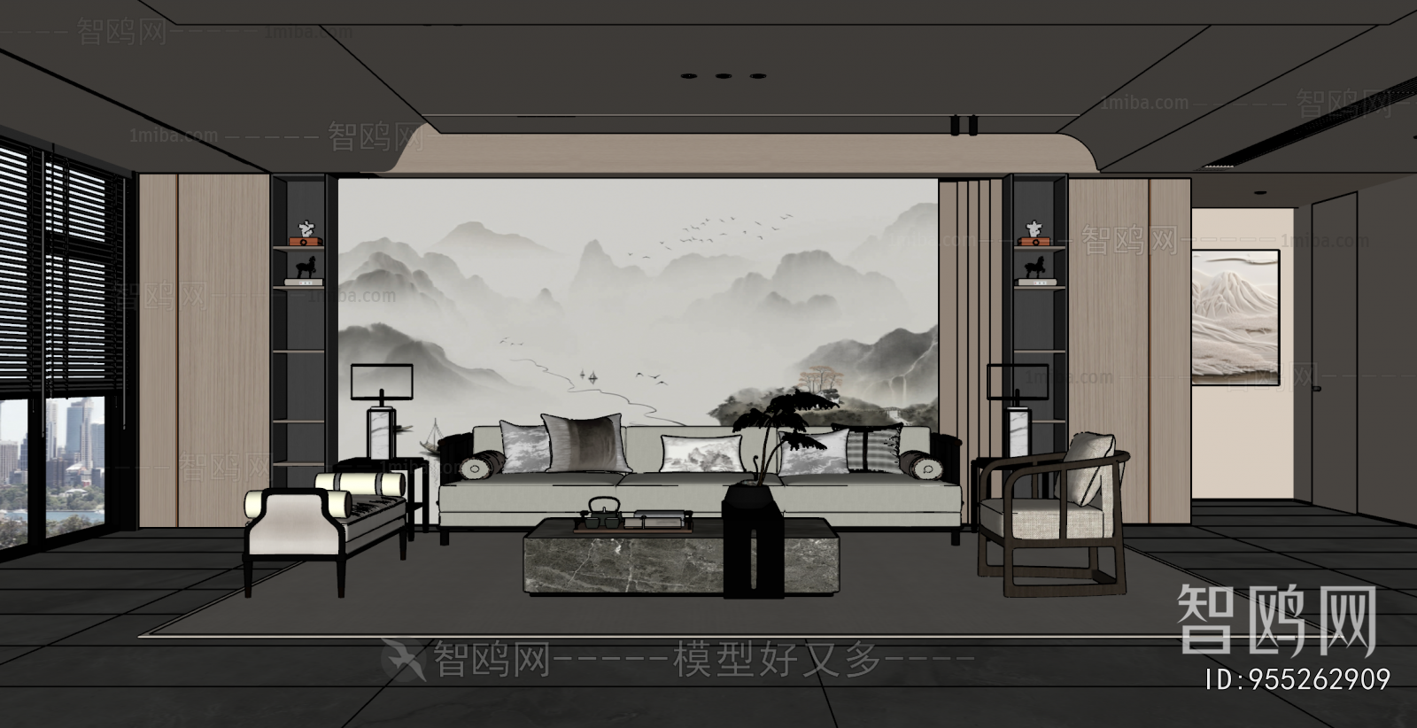 New Chinese Style A Living Room