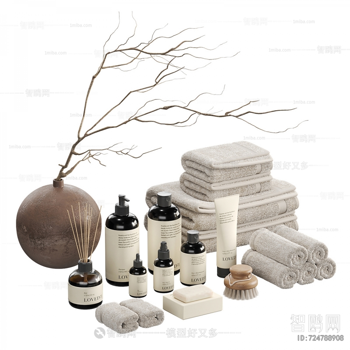 现代洗浴用品组合