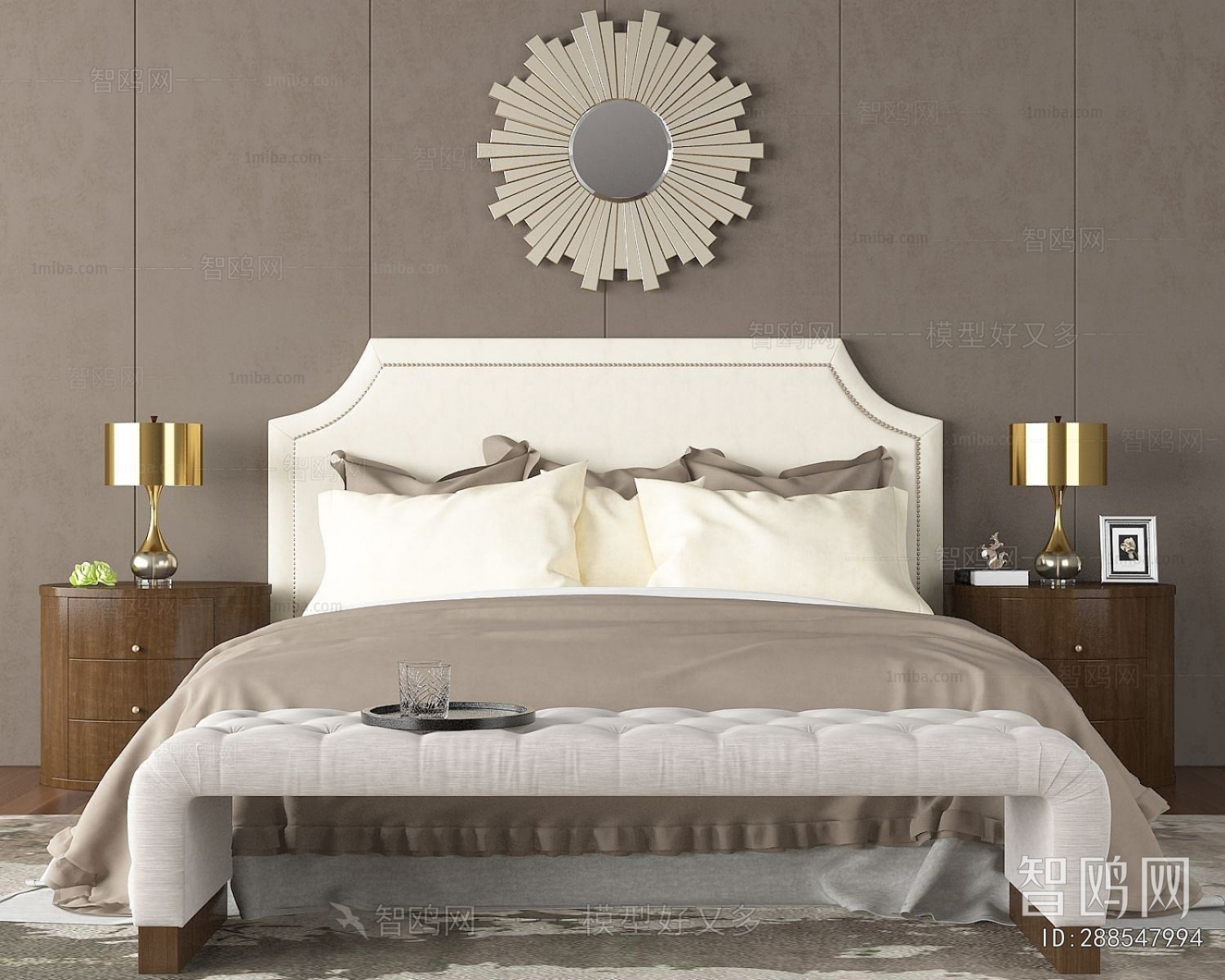 Simple European Style Double Bed