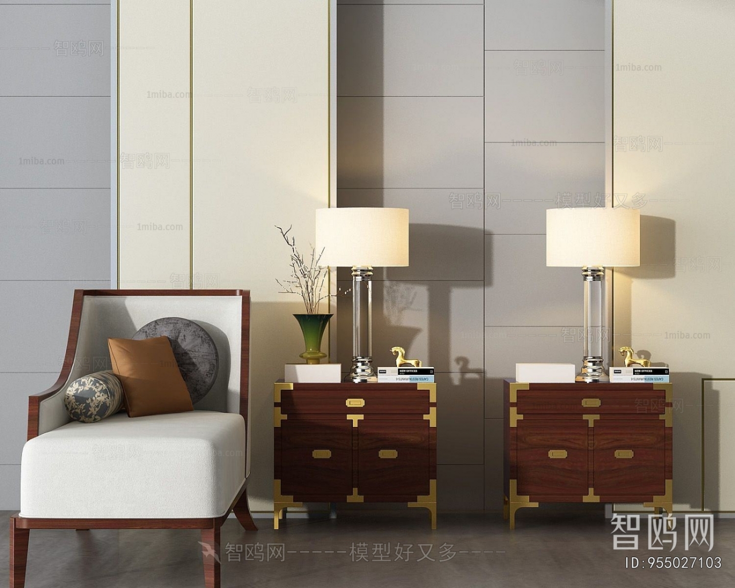 New Chinese Style Bedside Cupboard