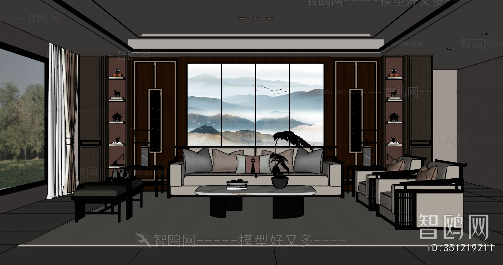 New Chinese Style A Living Room