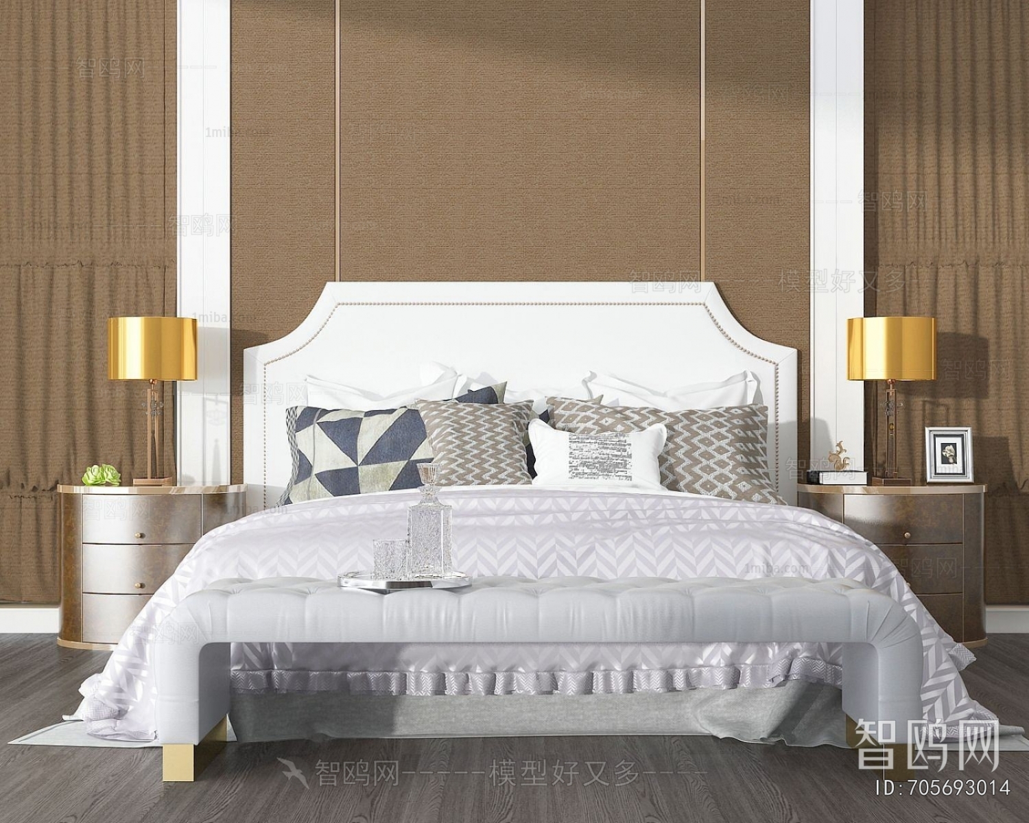 Simple European Style Double Bed