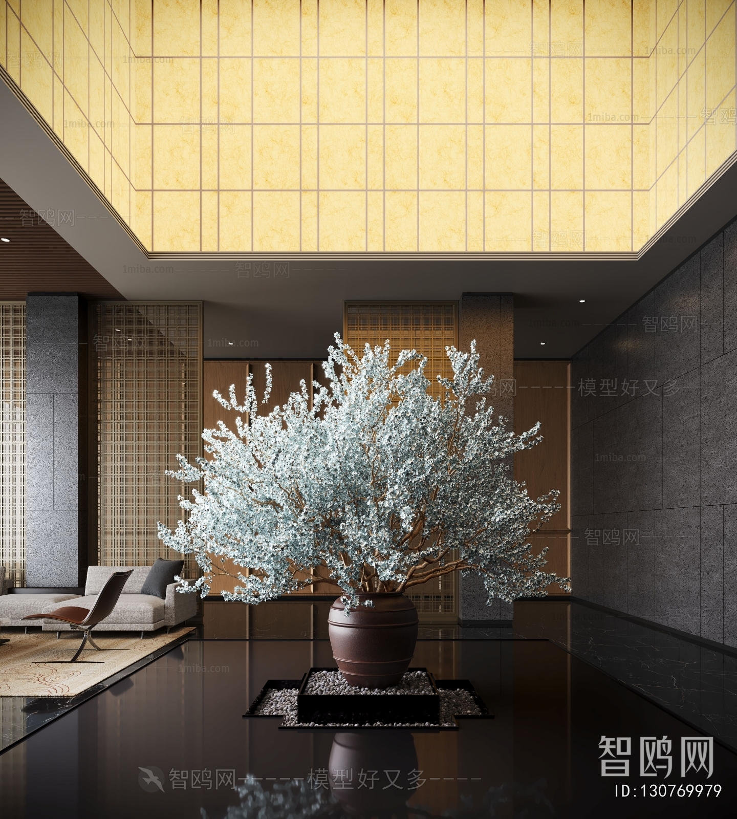 Modern Potted Green Plant