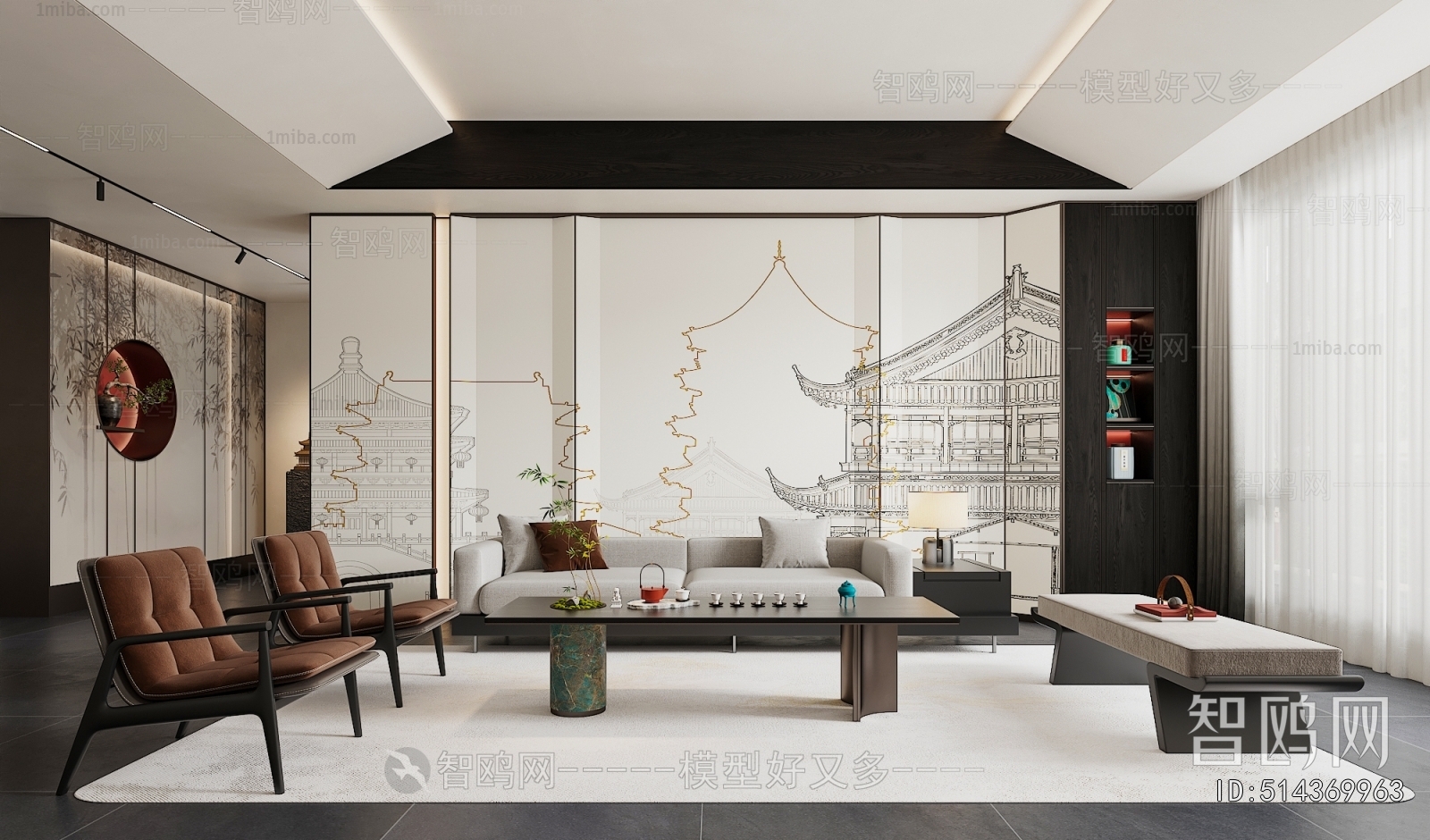 New Chinese Style A Living Room