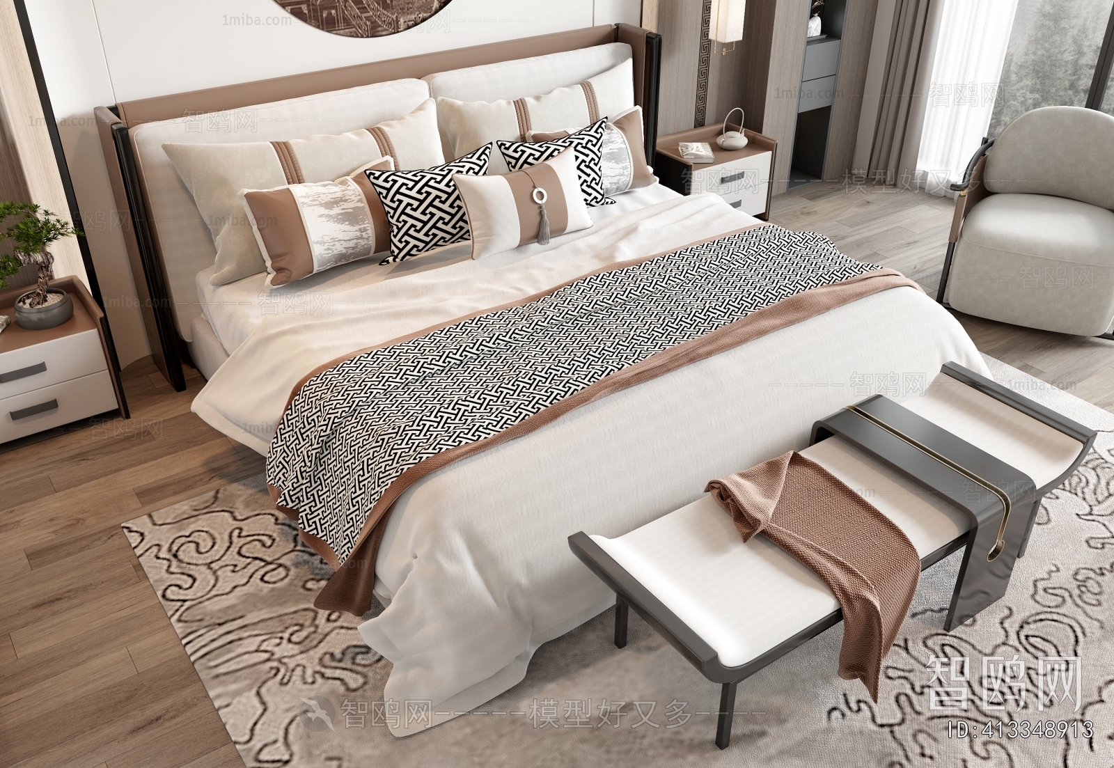 New Chinese Style Double Bed