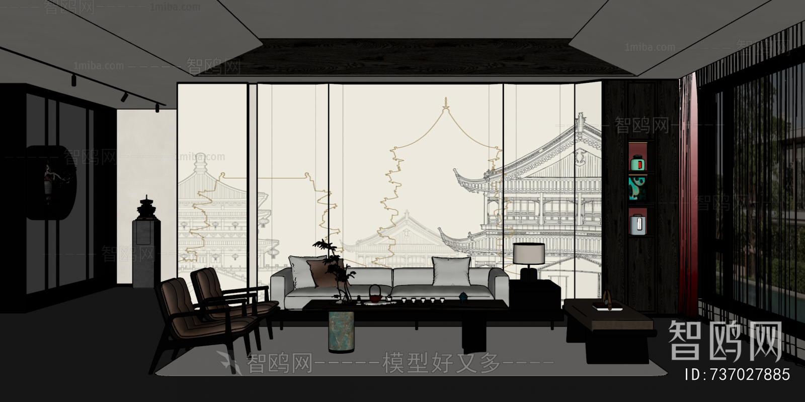 New Chinese Style A Living Room