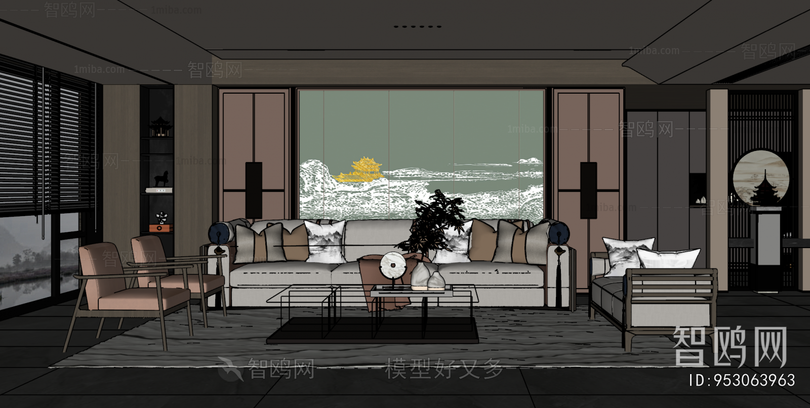 New Chinese Style A Living Room