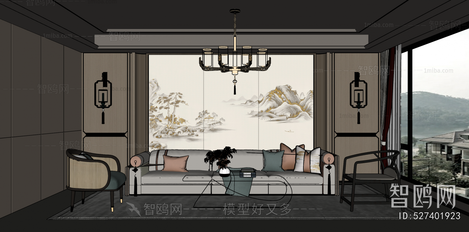 New Chinese Style A Living Room