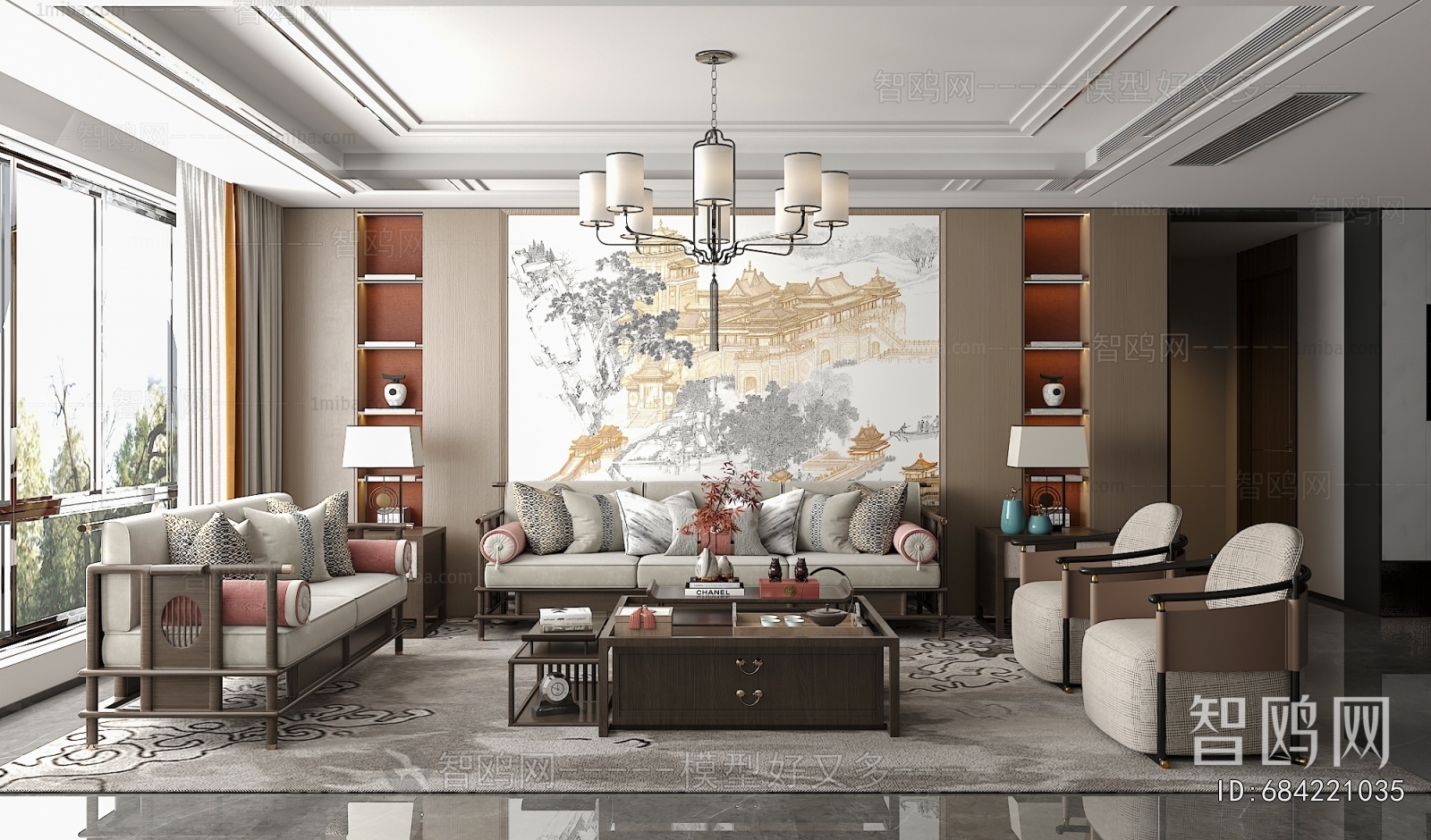 New Chinese Style A Living Room