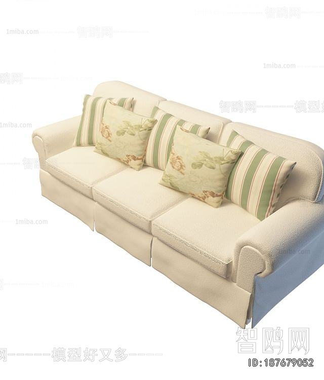Simple European Style Three-seat Sofa