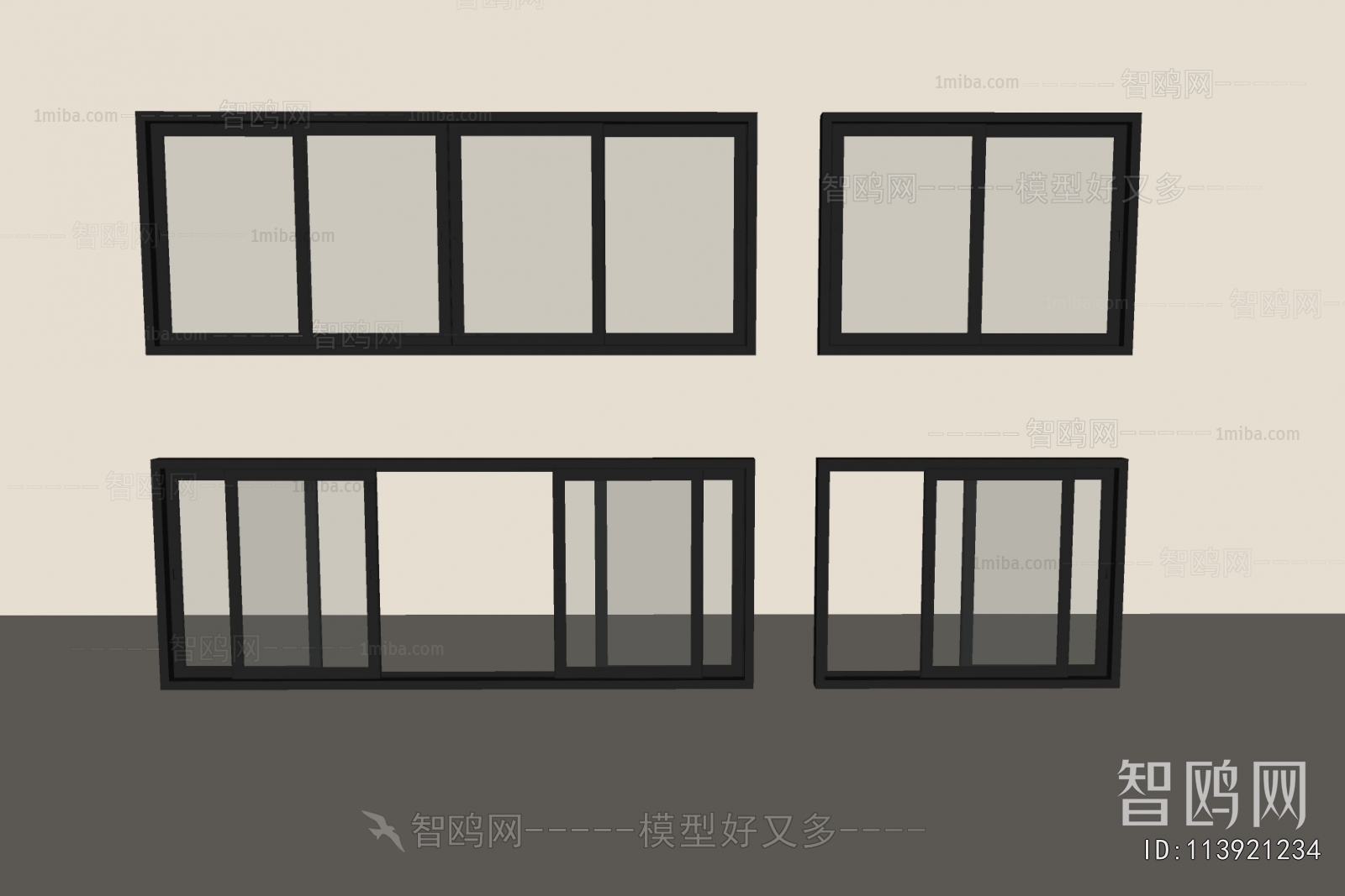 现代推拉窗户组合