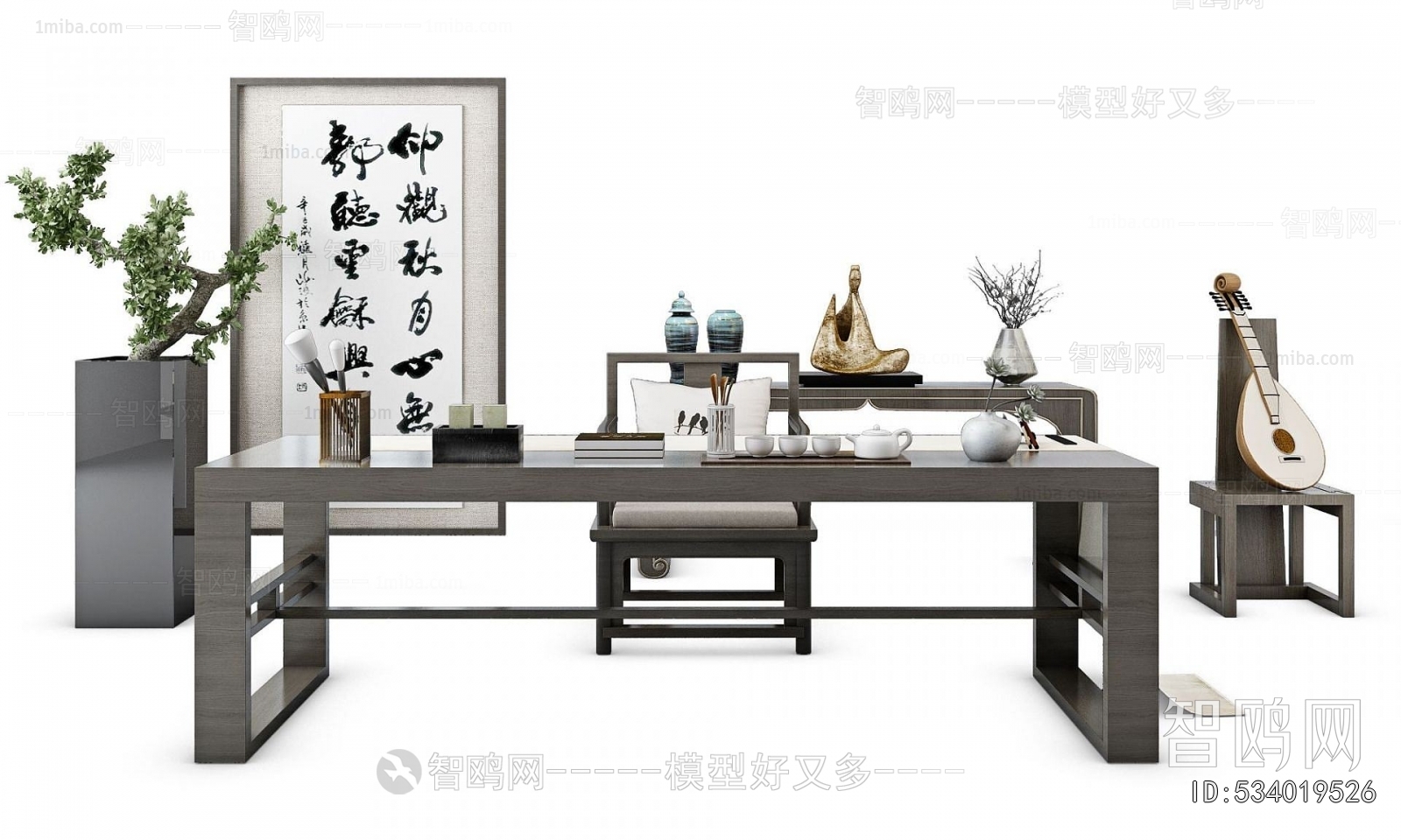 New Chinese Style Computer Desk And Chair