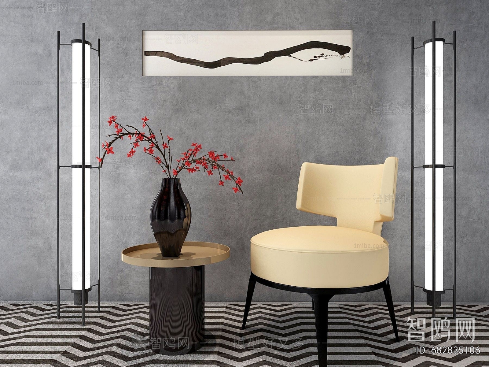 New Chinese Style Single Sofa