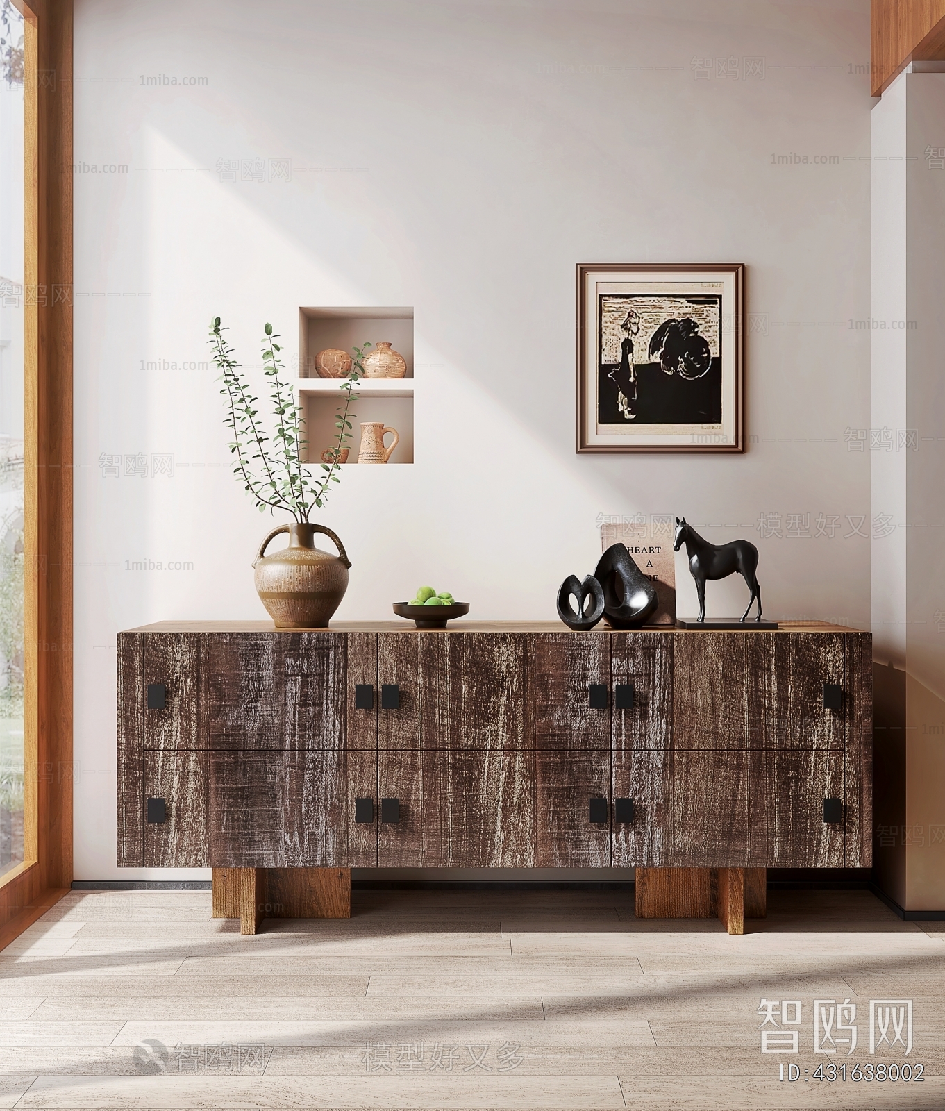 Wabi-sabi Style Side Cabinet