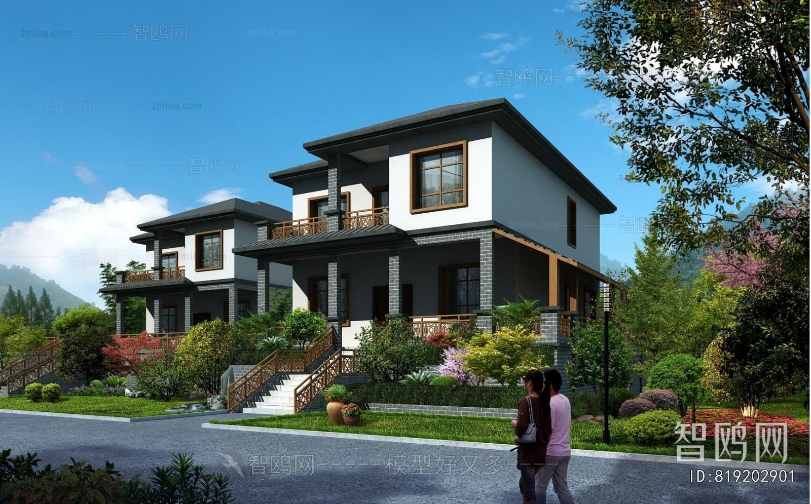 New Chinese Style Double Townhouse