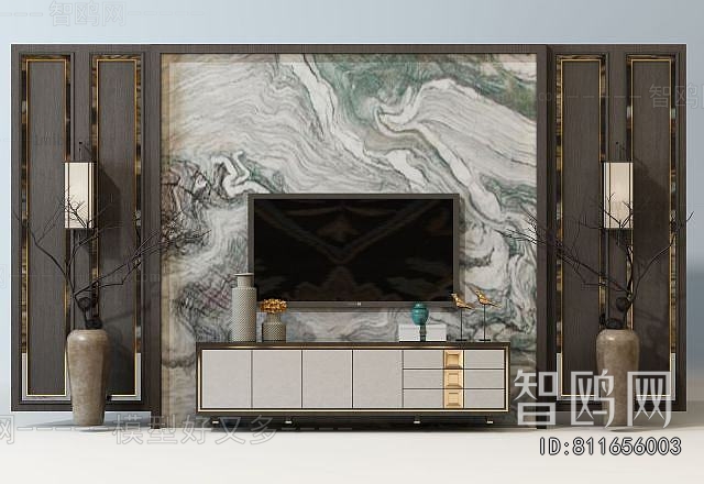 New Chinese Style TV Wall