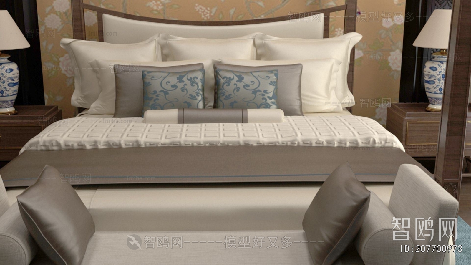New Chinese Style Double Bed