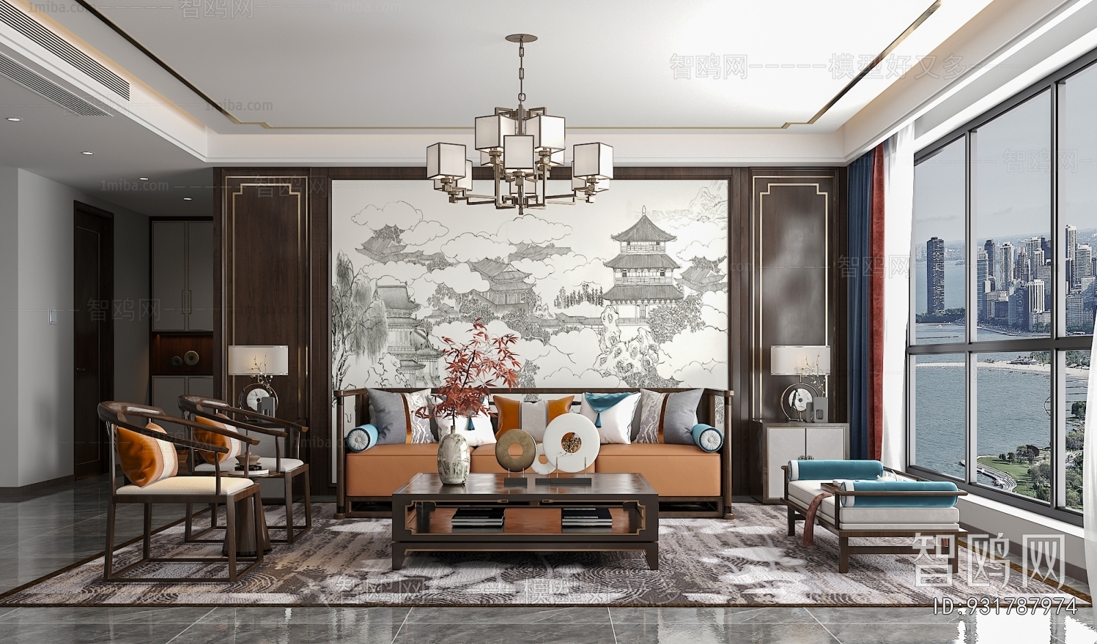 New Chinese Style A Living Room