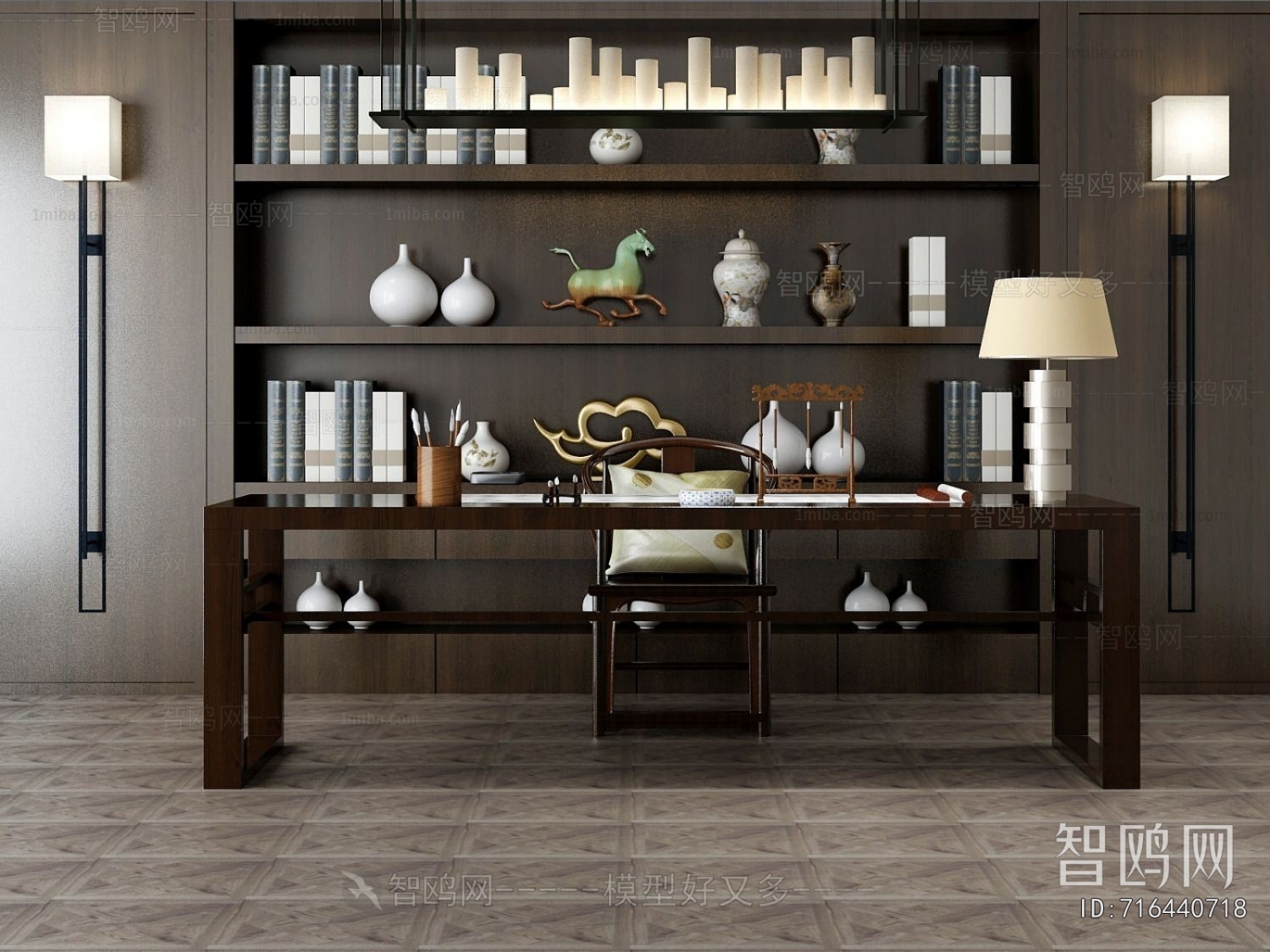 New Chinese Style Computer Desk And Chair