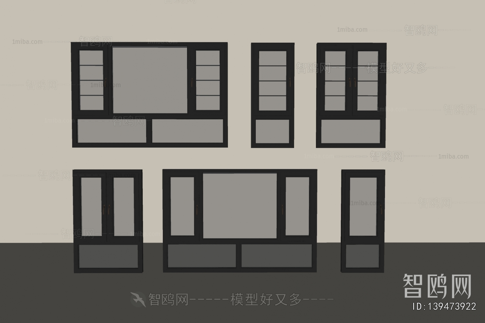 现代铝合金窗户组合