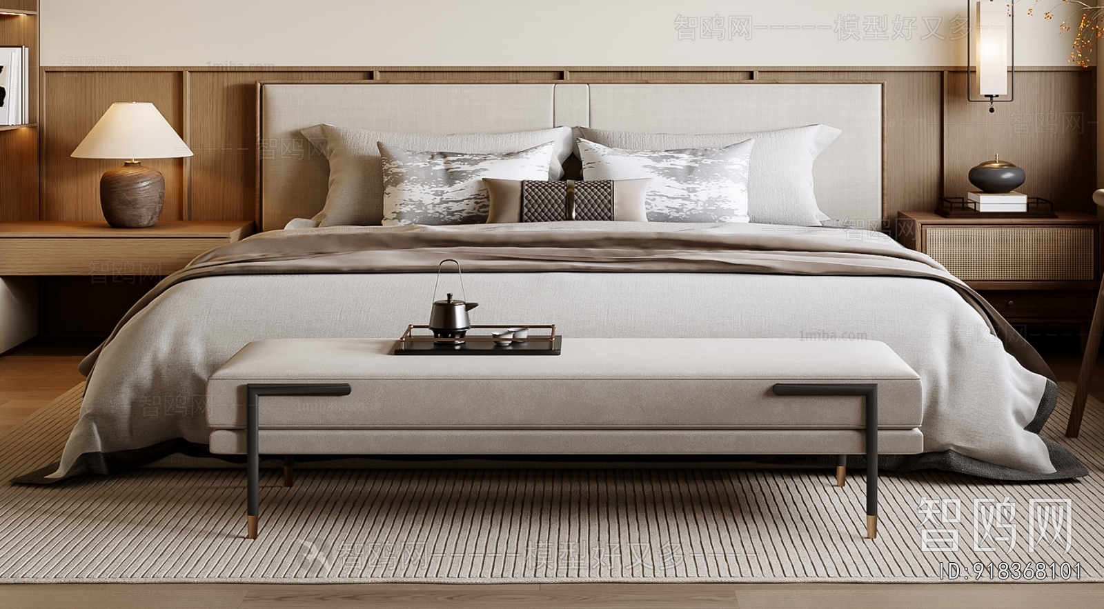 New Chinese Style Double Bed