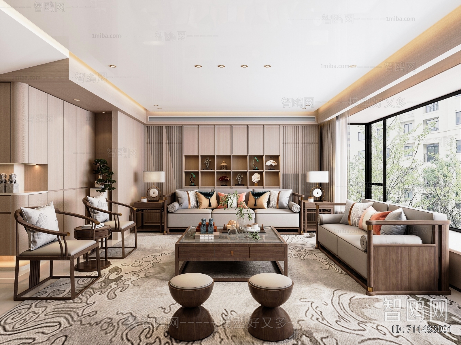 New Chinese Style A Living Room